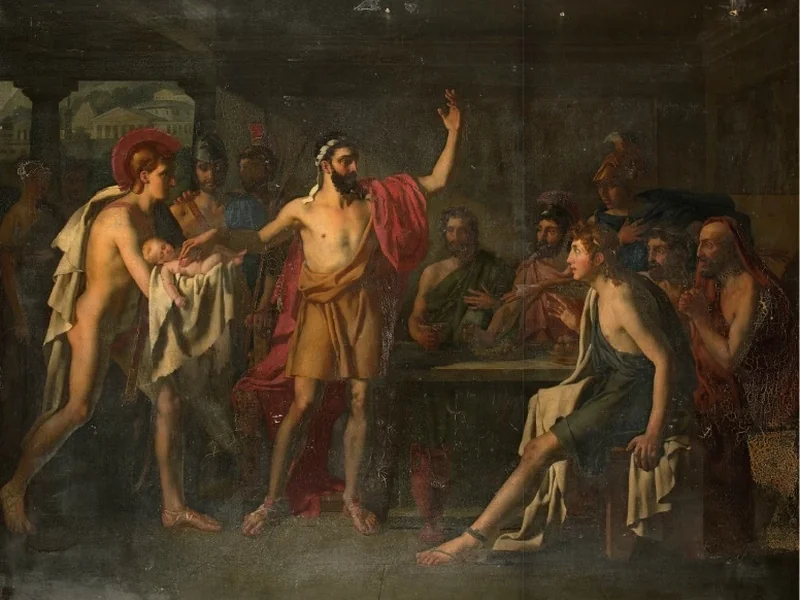 1787-Louis-Vincent-Léon Pallière - Licurgo presenta l'erede al trono agli Spartani, 1811